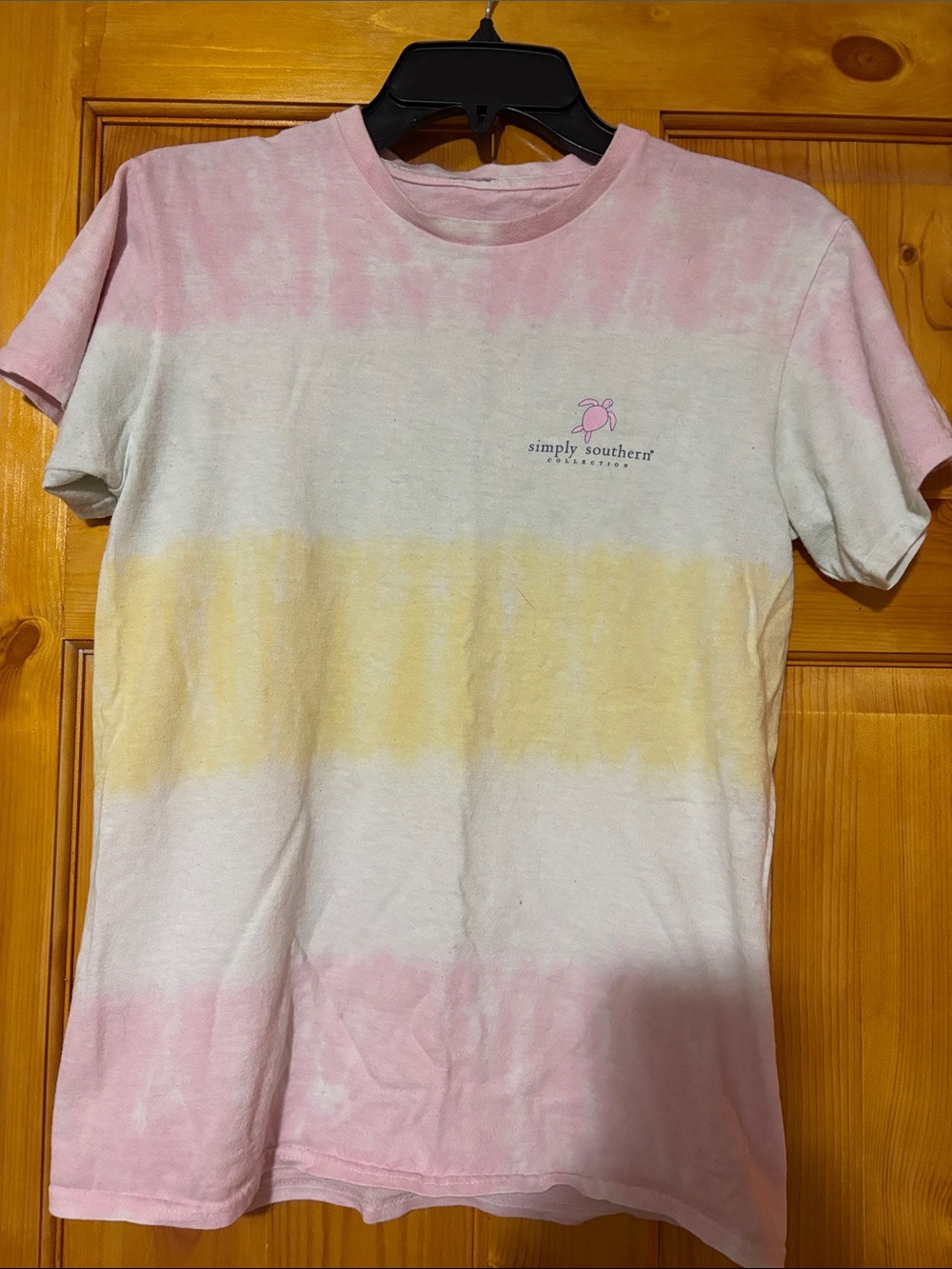 Simply Southern Pastel Pink and Yellow Striped Tie-Dye Tee